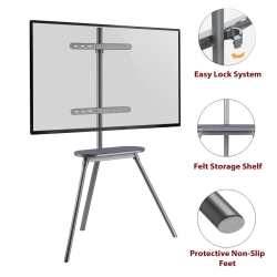 BOOST INDUSTRIES Avt-4365 Artistic Tripod / Easel Studio Tv Display Stand With Shelf for 43" to 65" Tv's (Grey)