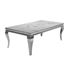 QUEENSONS Marble Top Chrome Frame Coffee Table