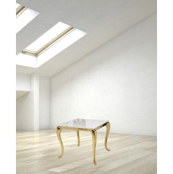 QUEENSONS Marble Top Frame End Table In Gold
