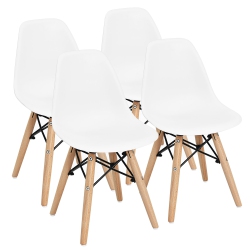 COSTWAY 4 PCs Kids Chair Set Mid-Century Modern Style Dining Chairs W/ Wood Legs