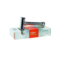 MERKUR Double Edge Safety Razor, Long, Engine-Turned Handle