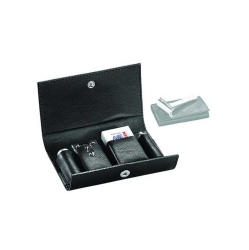 MERKUR 3-Piece Travel Double Edge Safety Razor With Blades In Leather Case In Black