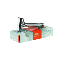 MERKUR Double Edge Safety Razor, Slant Cut, Extra Thick Handle, Chrome