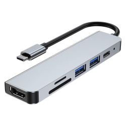 AXGEAR USB C Hub Multi-Port Adapter 6 In 1 With 4K HDMI Resolution for USB C Laptops Nintendo And Other Type C Devices -