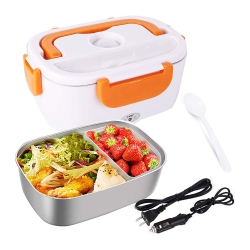 AXGEAR Electric Lunch Box for Car And Home 110V & 12V 40W Portable Food Warmer Heater 1.5L Stainless Steel Container -
