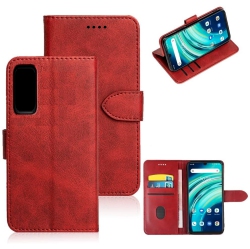 CC Topsave Leather Folio Flip Wallet W/magnetic Clip Card Slot Holder Case for Tcl 20S In Burgundy