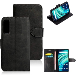CC Topsave Leather Folio Flip Wallet W/magnetic Clip Card Slot Holder Case for Tcl 20S In Black