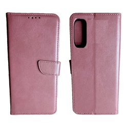 CC Topsave Leather Folio Flip Wallet W/magnetic Clip Card Slot Holder Case for Tcl 20S, Rose In Gold