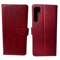 CC Topsave Leather Folio Flip Wallet W/magnetic Clip Card Slot Holder Case for Tcl 20 Pro In Burgundy