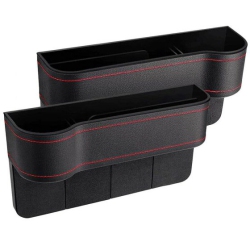 ISTAR Car Seat Gap Filler Organizer Storage Box Front Seat Console Side Pocket \w Cup Holder Couple 2 Pack for Cellphones Keys Cards Wallets