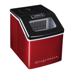 FRIGIDAIRE Portable Countertop Compact 40-Lb Square Shaped Ice Maker With Window - Stainless Steel In Red