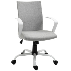 VINSETTO Mid Back Office Chair Linen Swivel Computer Desk Chair Task Chair With Wheels, Arm, Tilt Function, Light In Grey
