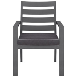 Portofino Powder Coated Aluminum Outdoor Dining Chair - Grey Frames / Grey Cushions