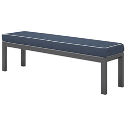 Portofino Powder Coated Aluminum Patio Bench - Grey Frames / Stone Blue Cushions