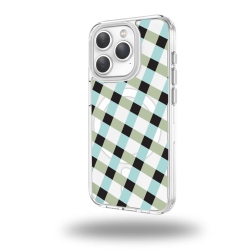CASECO Iphone 15 Pro Max Clear Case - Dark Lattice Design