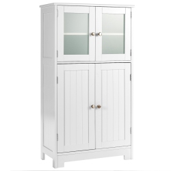 COSTWAY Bathroom Floor Storage Cabinet Kitchen Cupboard W/doors&adjustable Shelf