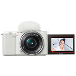 App. Sans Miroir Aps-C Alpha Zv-E10/obj. Interchangeable De Sony Pour Vlogues + Obj.16-50 Mm-Blanc