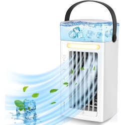 OOWOLF Portable Air Cooling Fan, USB Mini Tower Evaporative Air Cooler Desk Cooling Fan Personal Air Cooler \w 7 Colors Led Lights, 3 Speeds, 2 Air