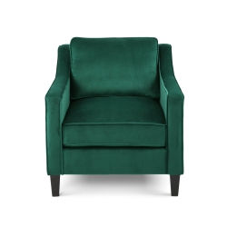GDF STUDIO Milo Contemporary Velvet Club Chair And Dark Brown In Green