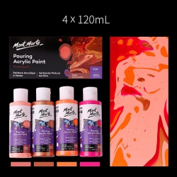 SAVEONMANY Fluid Acrylic Pouring Paint, 4 OZ/tube, Set Of 4 Colors - Series In Coral