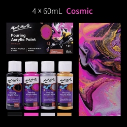SAVEONMANY Fluid Acrylic Pouring Paint, 60Ml/tube, Set Of 4 Colors - Cosmic