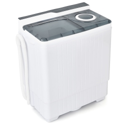 GYMAX Portable Semi-Automatic Washing Machine 26 Lbs Twin Tub Laundry Washer In Grey