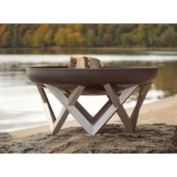 CURONIAN Vingis Fire Pit 37.4 Inch, Rusting And Stainless Steel