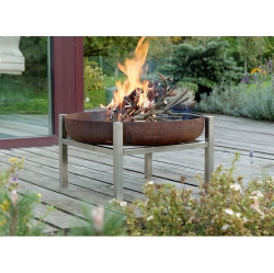 CURONIAN Parnidis Fire Pit Tall, Diameter 25" - Rusting And Stainless Steel