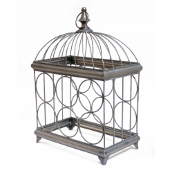 MELROSE 19" Rustic Metal Birdcage Wine 6-Bottle Holder Storage Rack