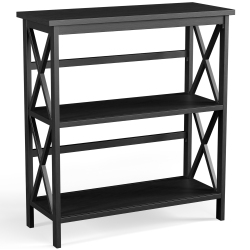 COSTWAY 3-Tier Bookshelf Wooden Open Storage Bookcase for Home Office