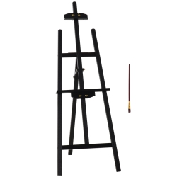 HOMCOM 55" Pine Wood Painting Easel Stand, Adjustable Folding Art Easel, Tilts Up to 75° for Adults, Begginners And Students In Black