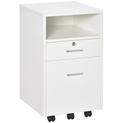 VINSETTO 2 Drawer Filing Cabinet With Lock, Vertical File Cabinet With Wheels, Mobile Office Cabinet for A4, Letter Size In White