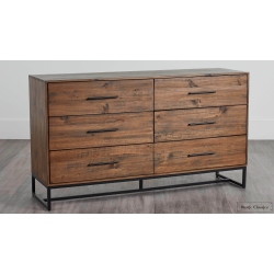 RUSTIC CLASSICS Blackcomb Reclaimed Wood And Metal 6 Drawer Dresser In Coffee Bean