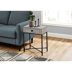 Monarch Contemporary Rectangular End Table - Grey/Black Metal