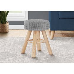Monarch Round Knit Foot Stool Ottoman - Grey