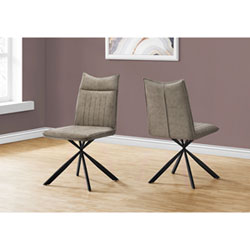 Monarch Contemporary Faux Leather Dining Chair - Set of 2 - Taupe