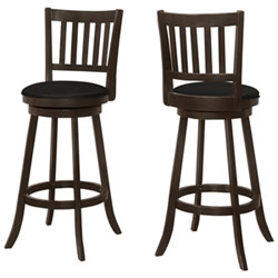 Monarch Traditional Bar Height Swivel Barstool - Set of 2 - Espresso