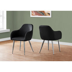 Monarch Contemporary Faux Leather Dining Arm Chair - Set of 2 - Black