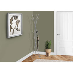 Monarch Contemporary 74" Hammered Metal Coat Rack - Silver