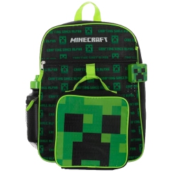 BIOWORLD Minecraft Creeper 5 Piece Kids Backpack Set