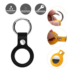 CSMART 【2 Packs】 Silicone Protective Case Cover Key Tracker Holder Keychain With Ring for Airtag In Black