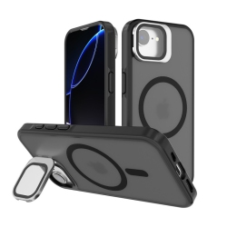 CC Topsave Matte Semi Clear Protective With Raised Camera Lens Cover And Metallic Trim Adjustable Camera Cover Kickstand Phone Case for Iphone 16E