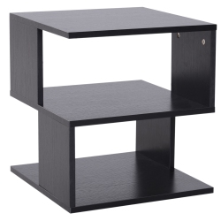 HOMCOM Side Table With Storage, Small End Table With 3-Tier Shelf, Square Coffee Table for Living Room, Bedroom In Black