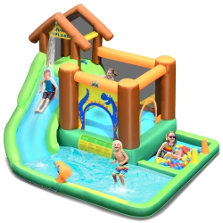 COSTWAY Bountech Inflatable Waterslide Bounce House Climbing Wall Without Blower