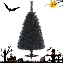 GYMAX 3 Ft Un-Lit Halloween Tree Artificial Tabletop Christmas Tree In Black