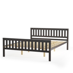 COSTWAY Queen Wood Platform Bed With Headboard And Footboard Mattress Foundation