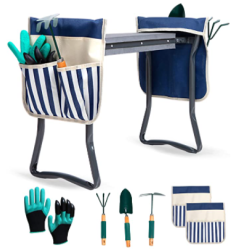 HFGREY 's Heavy Duty Garden Kneeler And Seat - Eva Foam Folding Garden Stool Kneeler Chair - Gardening Stool + 2 Tool Pouch - Gardening Bench \w