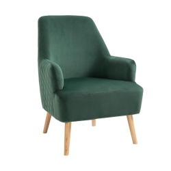 FURNITURER Classic Velvet Fabric Soft Desk Chair Leisure Sofa Chair With Wooden Legs (Green)