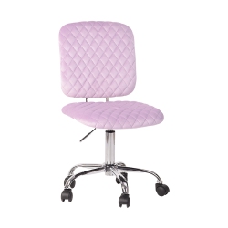 FURNITURER Office Chair Ergonomic Computer Task Desk Chair Armless Mid Back Velvet Upholstery Height Adjustable for Home Offcie In Pink