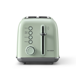 BUYDEEM Dt620Cg 2-Slice Extra Wide Slots Toaster Retro Stainless Steel With High Lift Lever -Cozy Greenish